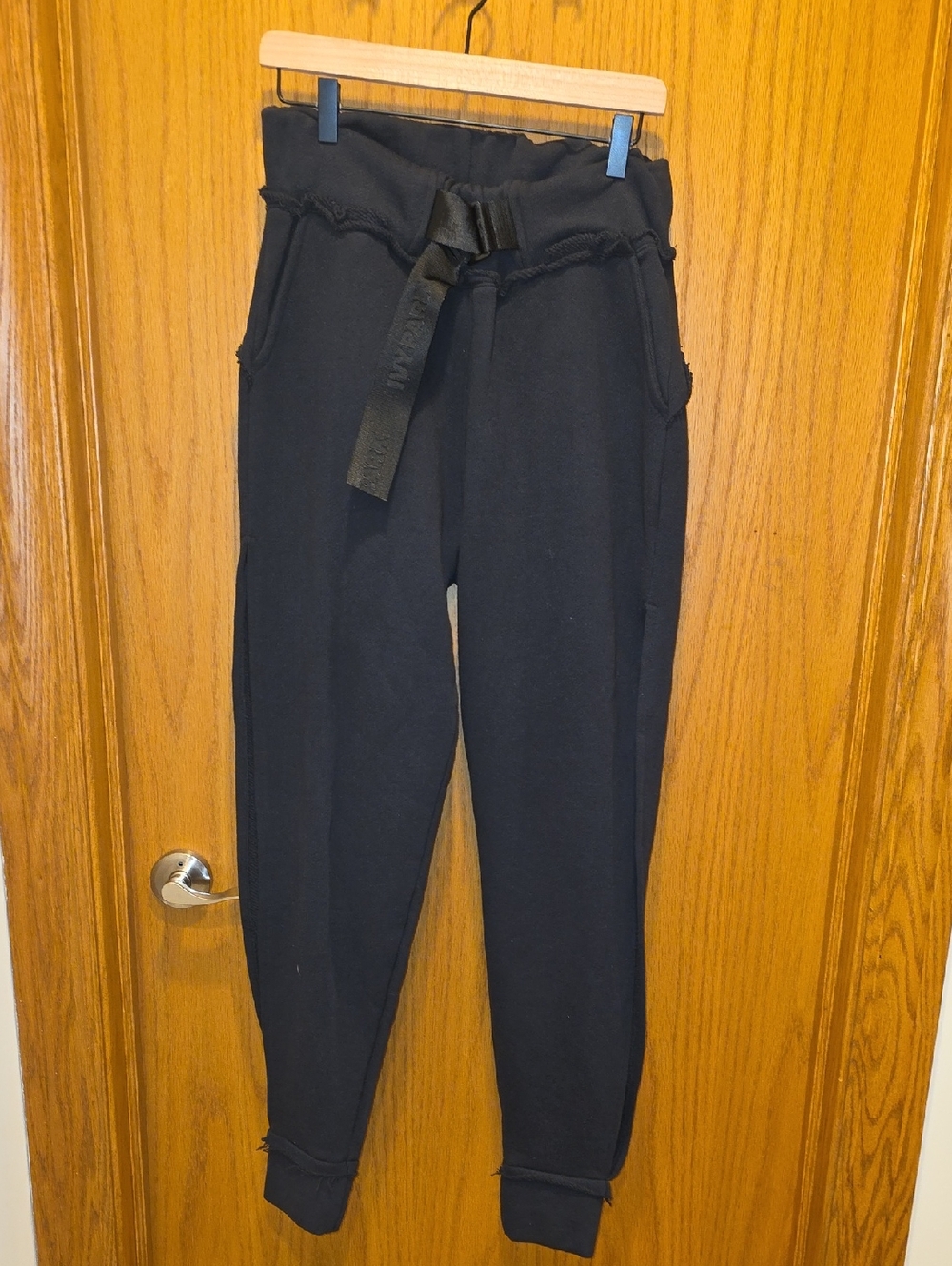 IVY PARK Black High-Rise Belted Jogger Pants With Slit Sides